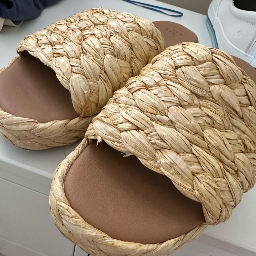 a new day Tan Woven Slide Sandals